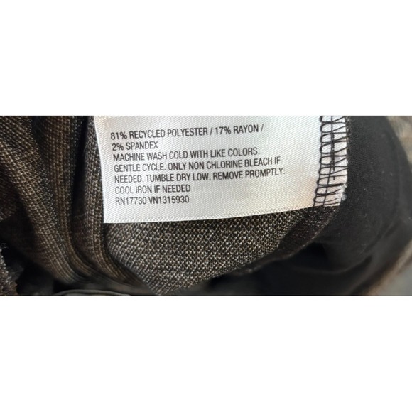 A NEW DAY Womens Large BROWN Check Elastic Waist Ankle Length Dress Pants - Picture 6 of 10